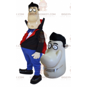 Traje de mascote de homem vampiro gordo BIGGYMONKEY™ com nariz