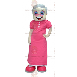 BIGGYMONKEY™ Old Lady oma-mascottekostuum gekleed in roze -