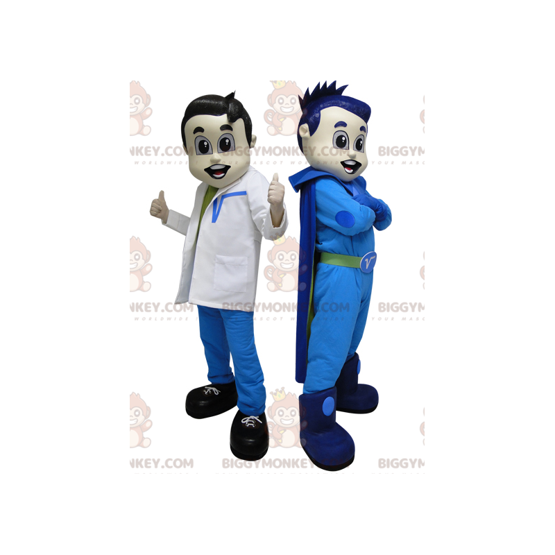 2 BIGGYMONKEY™s mascot. A superhero in blue and a futuristic
