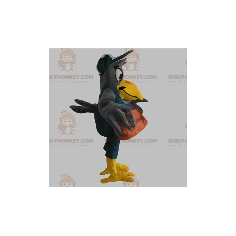 BIGGYMONKEY™ Riesiges grau-gelbes Vogel-Maskottchen-Kostüm mit