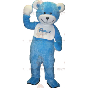 Blau-weißer Teddybär BIGGYMONKEY™ Maskottchen-Kostüm -
