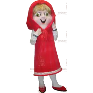 Costume de mascotte BIGGYMONKEY™ de chaperon rouge blonde aux