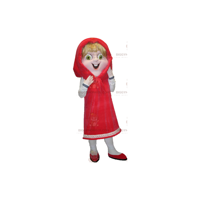 Costume de mascotte BIGGYMONKEY™ de chaperon rouge blonde aux