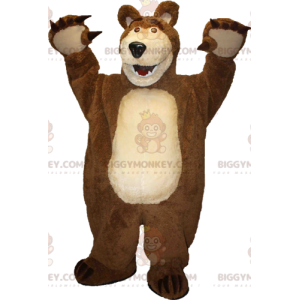 Costume da mascotte dell'orso gigante marrone e marrone chiaro