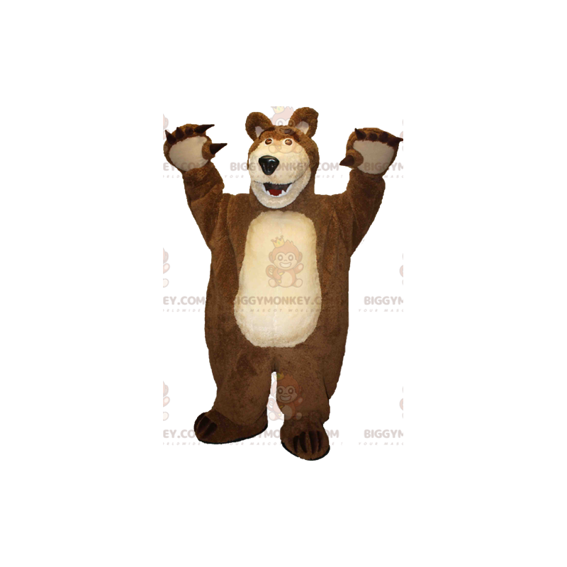 Traje de mascote de urso gigante marrom e bronzeado