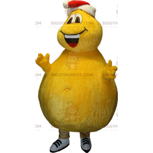 BIGGYMONKEY™ keltainen jättiläinen pyöreä lumiukon maskottiasu