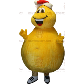 BIGGYMONKEY™ keltainen jättiläinen pyöreä lumiukon maskottiasu