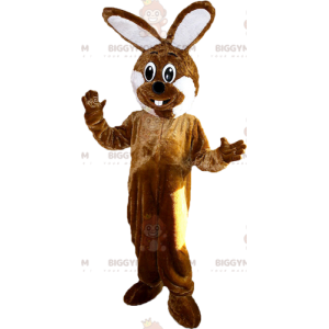 Costume de mascotte BIGGYMONKEY™ de lapin géant marron et blanc