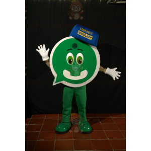 BIGGYMONKEY™ Mascot Costume Green Man With Chat Bubble Shape –