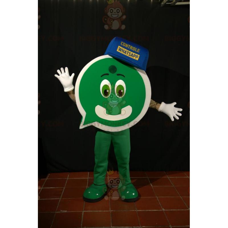 Traje de mascote BIGGYMONKEY™ Homem Verde com formato de bolha