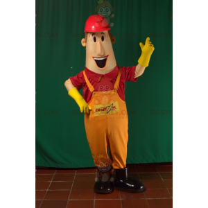 BIGGYMONKEY™ mascottekostuum man in overall met helm -