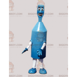 Grappig blauw en wit robotman BIGGYMONKEY™ mascottekostuum -