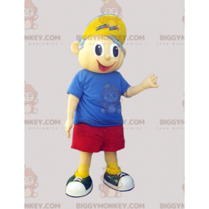 Little boy BIGGYMONKEY™ mascot costume in shorts t-shirt and