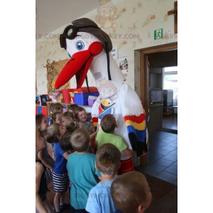 White Stork with Colorful Wings BIGGYMONKEY™ Mascot Costume -