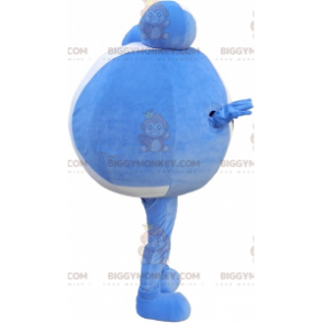 BIGGYMONKEY™ sinivalkoinen pyöreä lumiukon maskottiasu.