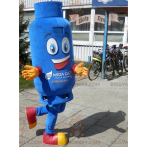 Glimlachend blauwe gasfles BIGGYMONKEY™ mascottekostuum -