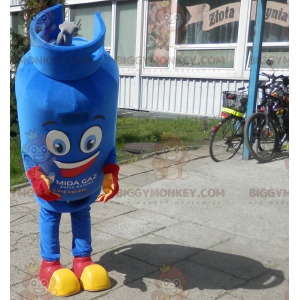 Glimlachend blauwe gasfles BIGGYMONKEY™ mascottekostuum -