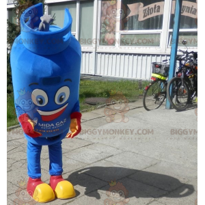 Hymyilevä sininen kaasusäiliö BIGGYMONKEY™ maskottiasu -