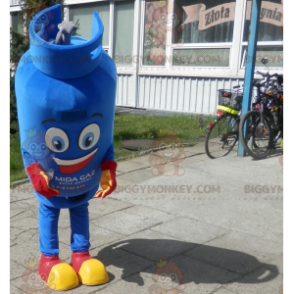 Glimlachend blauwe gasfles BIGGYMONKEY™ mascottekostuum -