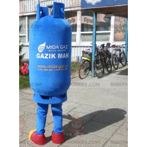 Traje de mascote BIGGYMONKEY™ com botijão de gás azul