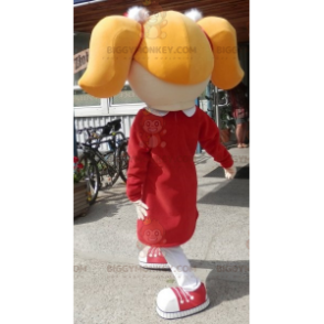 BIGGYMONKEY™-mascottekostuum voor blond meisje met staartjes en