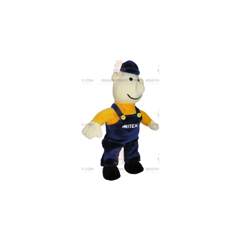 BIGGYMONKEY™ Mascot Costume Worker Mand klædt i blå overalls -