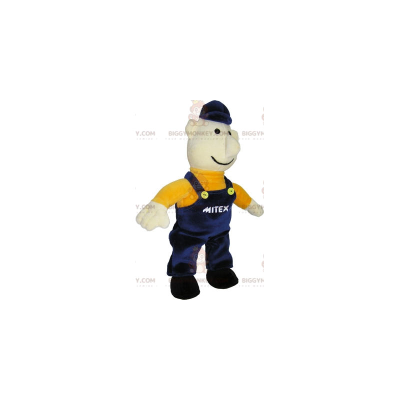 BIGGYMONKEY™ mascottekostuum werknemer man gekleed in blauwe