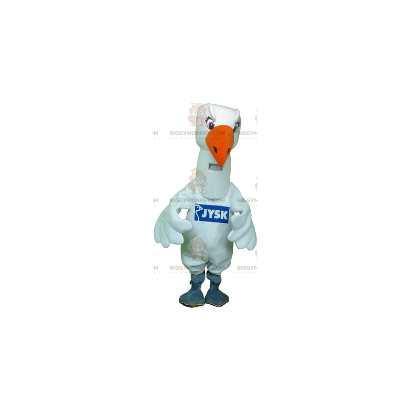 Costume de mascotte BIGGYMONKEY™ de mouette de cygne d'oiseau