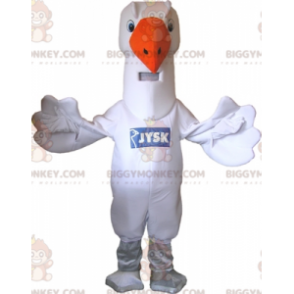 Costume de mascotte BIGGYMONKEY™ de mouette de cygne d'oie