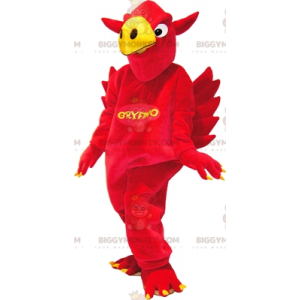 BIGGYMONKEY™ mascot costume of red and yellow gryphon. red and