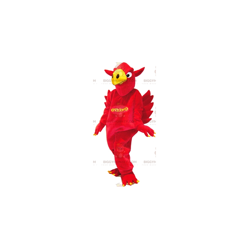 BIGGYMONKEY™ maskotkostume af rød og gul gryphon. rød og gul