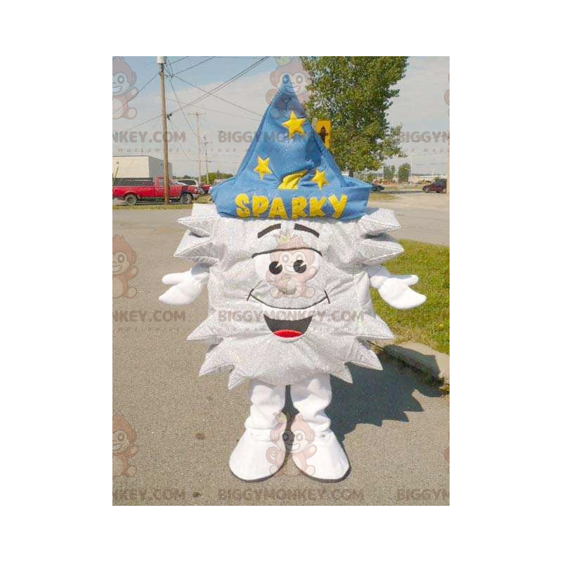 Silver Star BIGGYMONKEY™ Mascot Costume with Wizard Hat -