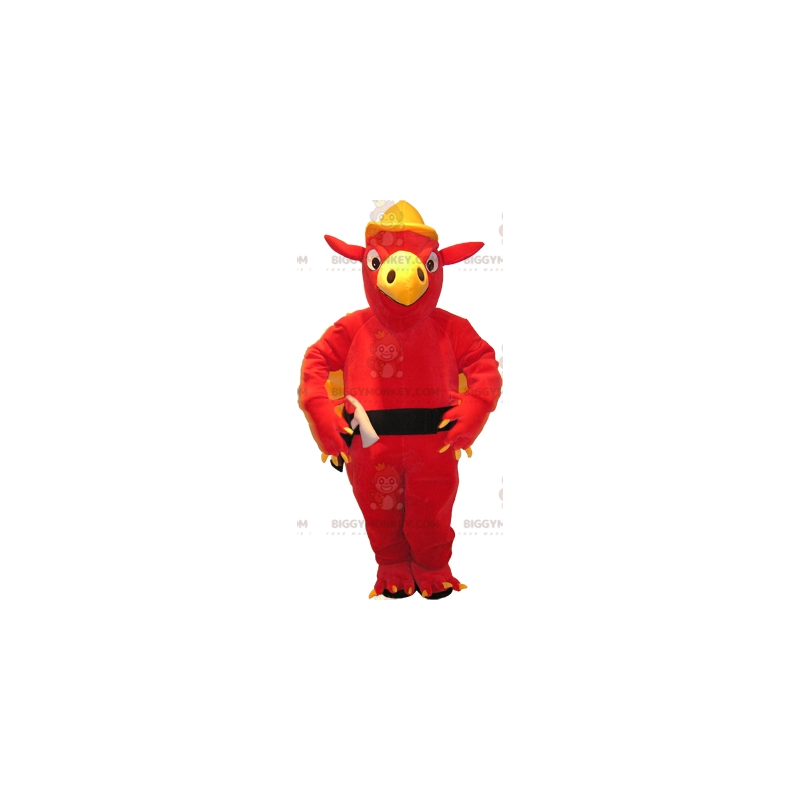 BIGGYMONKEY™ mascot costume of red and yellow gryphon with