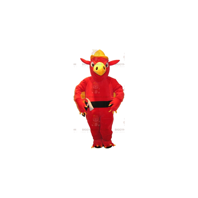 Kostium maskotki BIGGYMONKEY™ z czerwono-żółtego gryfa z hełmem
