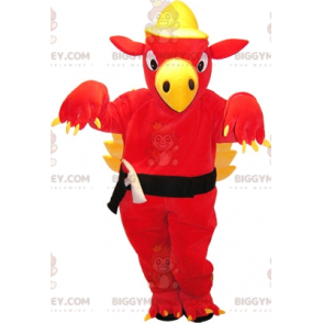 BIGGYMONKEY™ mascot costume of red and yellow gryphon with