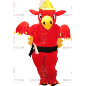 BIGGYMONKEY™ mascottekostuum van rode en gele gryphon met helm