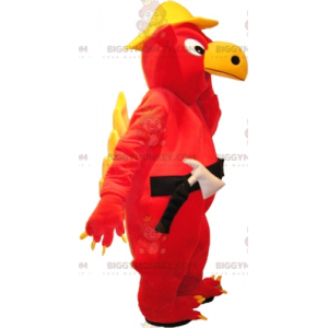 BIGGYMONKEY™ mascottekostuum van rode en gele gryphon met helm