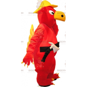 BIGGYMONKEY™ mascot costume of red and yellow gryphon with