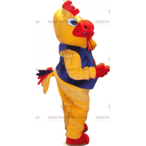BIGGYMONKEY™ Disfraz de mascota de pájaro gallo amarillo y rojo