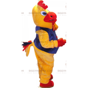 Costume de mascotte BIGGYMONKEY™ d'oiseau de poule de coq jaune