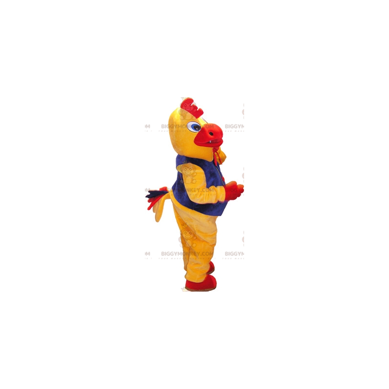 BIGGYMONKEY™ Disfraz de mascota de pájaro gallo amarillo y rojo