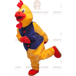 BIGGYMONKEY™ Geel en rood haan kip vogel mascotte kostuum met
