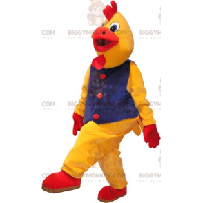 BIGGYMONKEY™ Gul och röd tupphöna Fågelmaskotdräkt med kostym -
