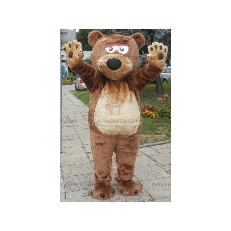 Mjuk och söt jätte brun björn BIGGYMONKEY™ maskotdräkt. Teddy