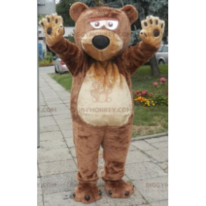 Mjuk och söt jätte brun björn BIGGYMONKEY™ maskotdräkt. Teddy
