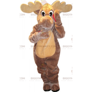 BIGGYMONKEY™ Grå och solbränna Caribou Moose Deer Maskotdräkt.