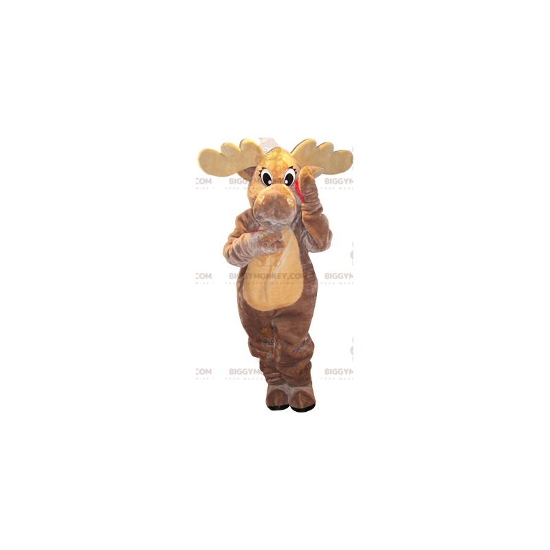 BIGGYMONKEY™ Gray and Tan Caribou Moose Deer Mascot Costume.