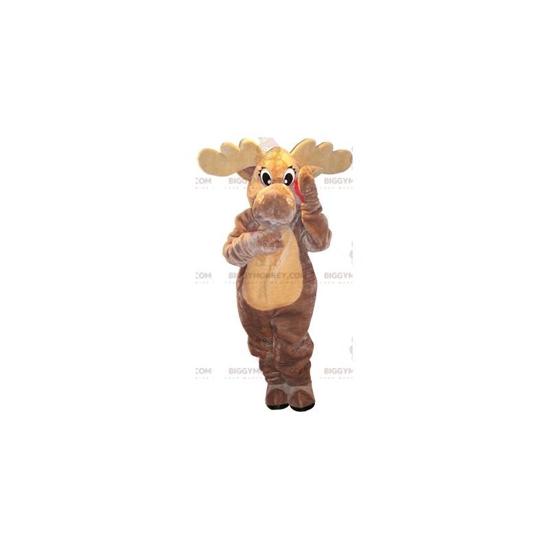 Disfraz de mascota de ciervo alce caribú gris y canela