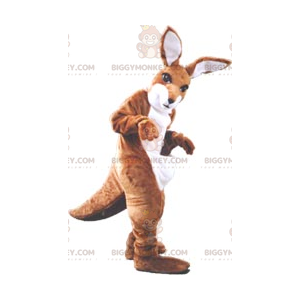 Bruine en witte kangoeroe BIGGYMONKEY™ mascottekostuum -