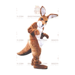 Costume mascotte BIGGYMONKEY™ canguro marrone e bianco -